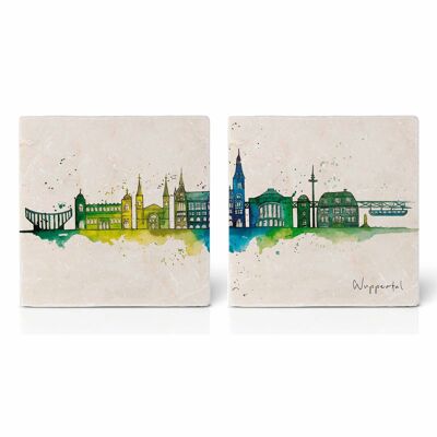 Tile coasters [natural stone] - set of 2 - Wuppertal