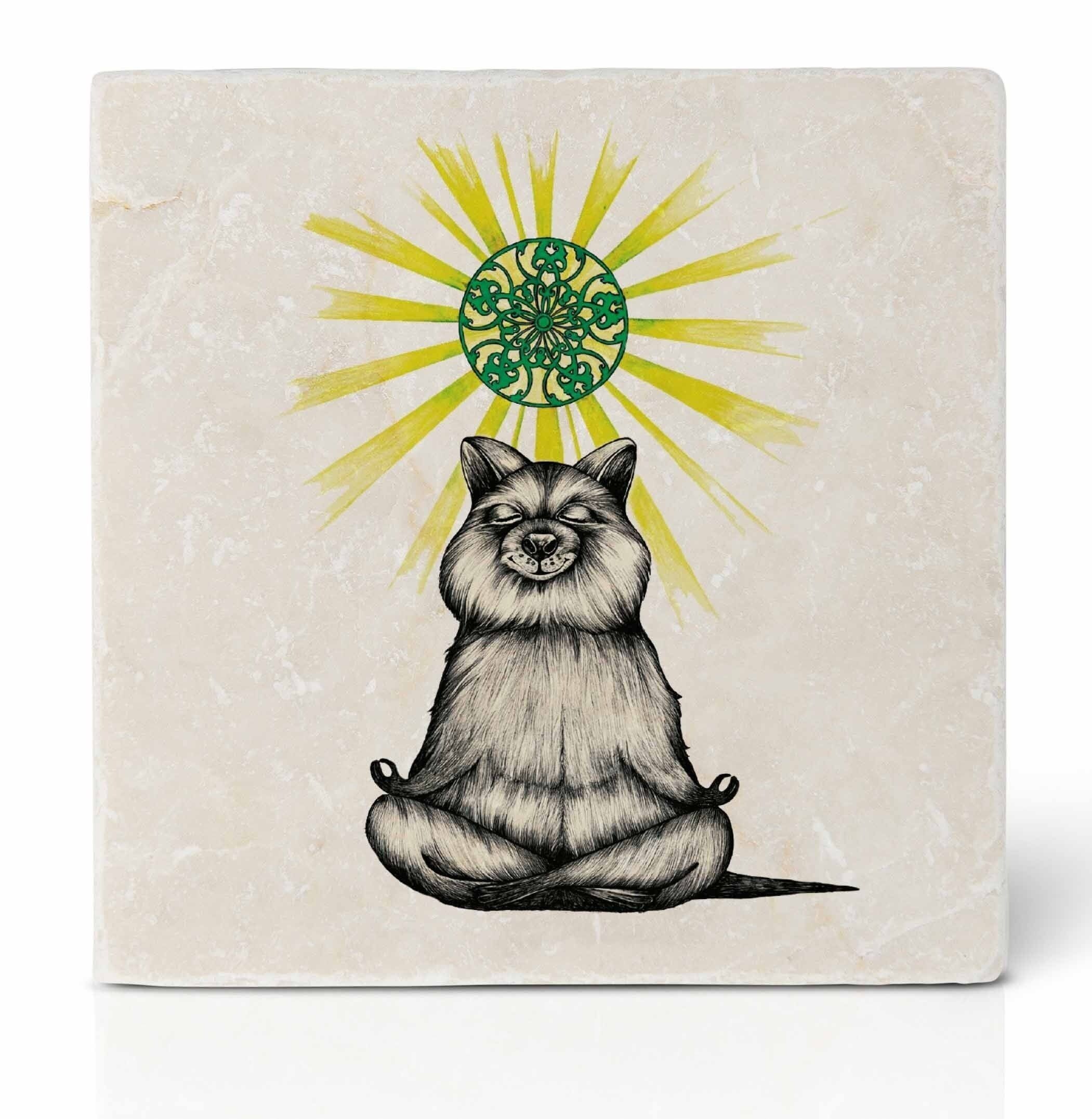 Sottobicchiere per piastrelle [Pietra naturale] - Orso Yogi (Quokka)