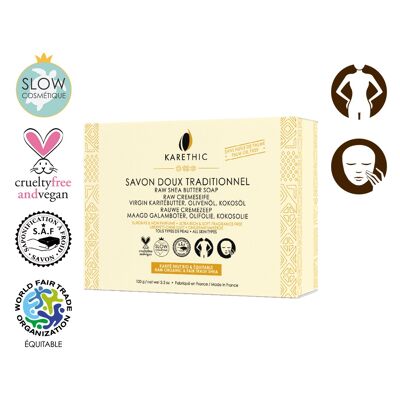 Traditional mild soap with fresh Shea Grand Cru 100 g - with case