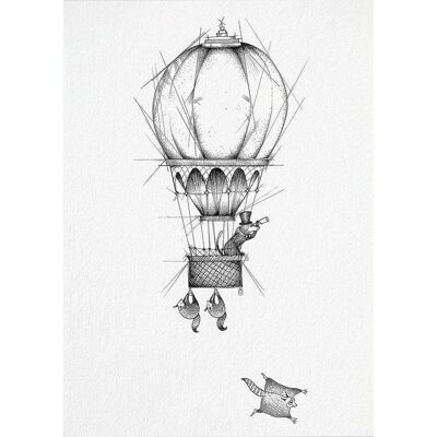 Postcard [bamboo paper] - Balloonists
