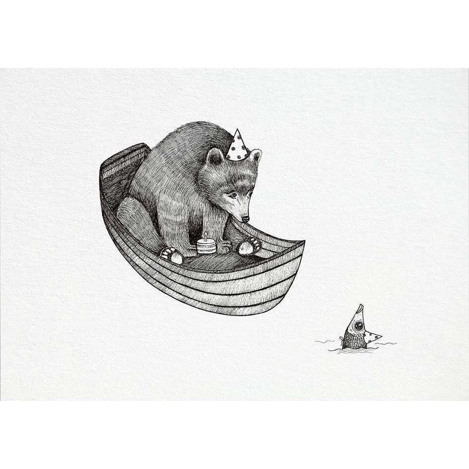 Postal [Papel Bambú] - Oso Cumpleaños