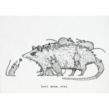Carte postale [papier bambou] - Best Mom Ever (Opossum) 5