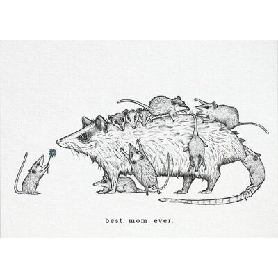 Carte postale [papier bambou] - Best Mom Ever (Opossum)
