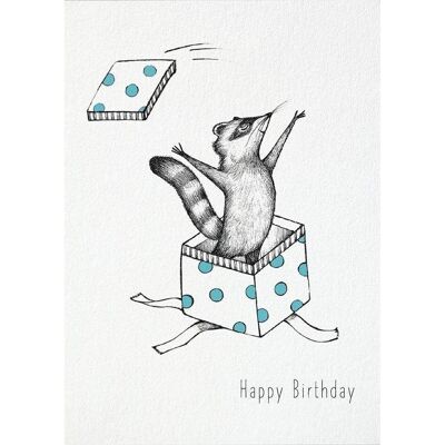 Postkarte [Bambuspapier] - Happy Birthday Waschbär