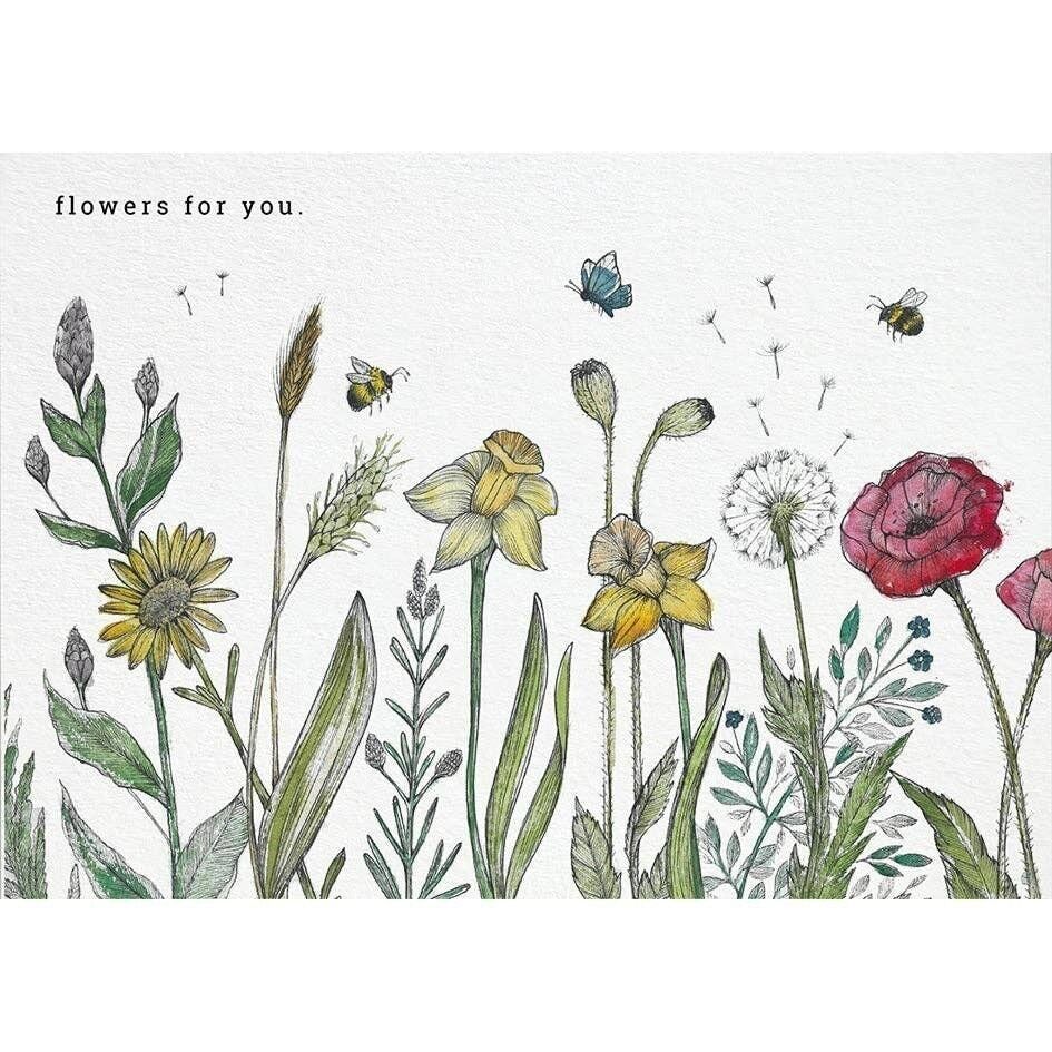 Postal [papel de bambú] - prado de flores