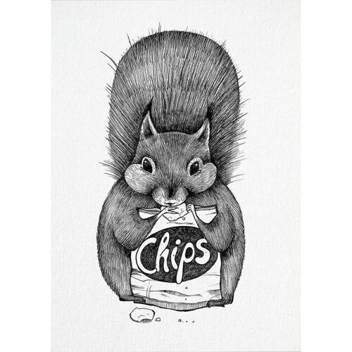 Postkarte [Bambuspapier] - Chipseichhörnchen