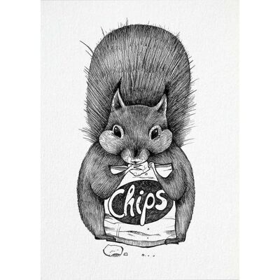 Postcard [bamboo paper] - chip squirrel