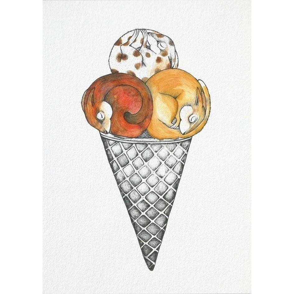 Postcard [Bamboo Paper] - Ice Cream Cone