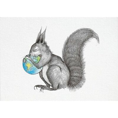 Postcard [Bamboo Paper] - Squirrel World