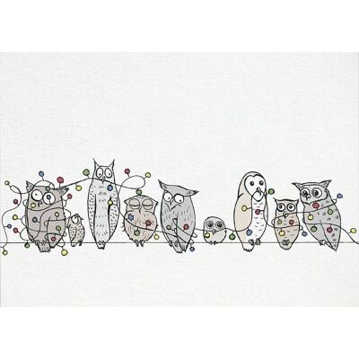 Postcard [bamboo paper] - owl chain