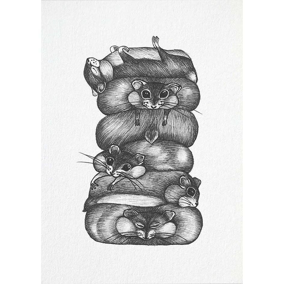 Postkarte [Bambuspapier] - Hamsterstapel