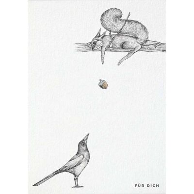 Carte Postale [Papier Bambou] - Pour Toi (Écureuil et Pie)