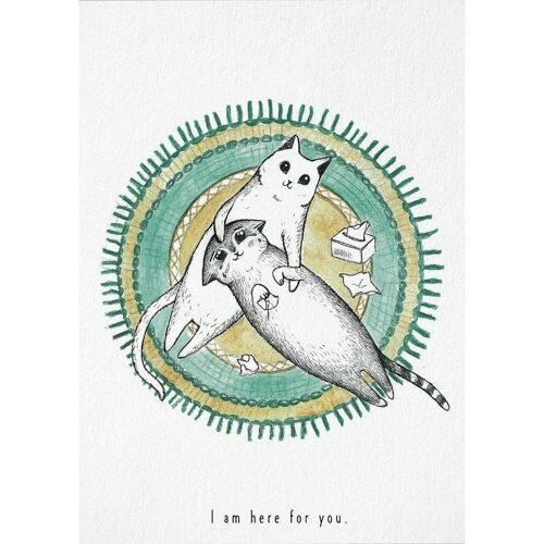 Postkarte [Bambuspapier] - Here for you (Katzen)