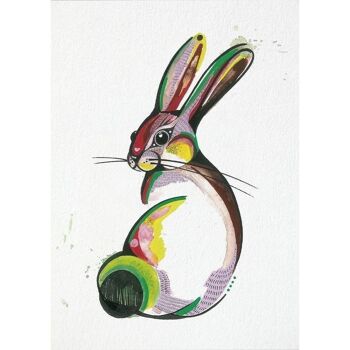 Carte postale [papier bambou] - lapin coloré 5