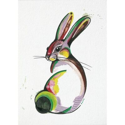 Postkarte [Bambuspapier] - Kaninchen bunt