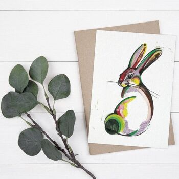 Carte postale [papier bambou] - lapin coloré 2