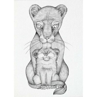 Postkarte [Bambuspapier] - Löwenmutter