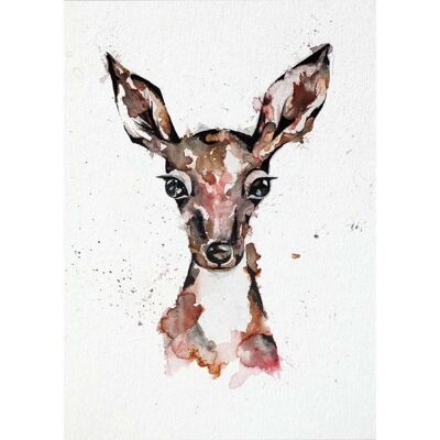 Postcard [bamboo paper] - deer portrait