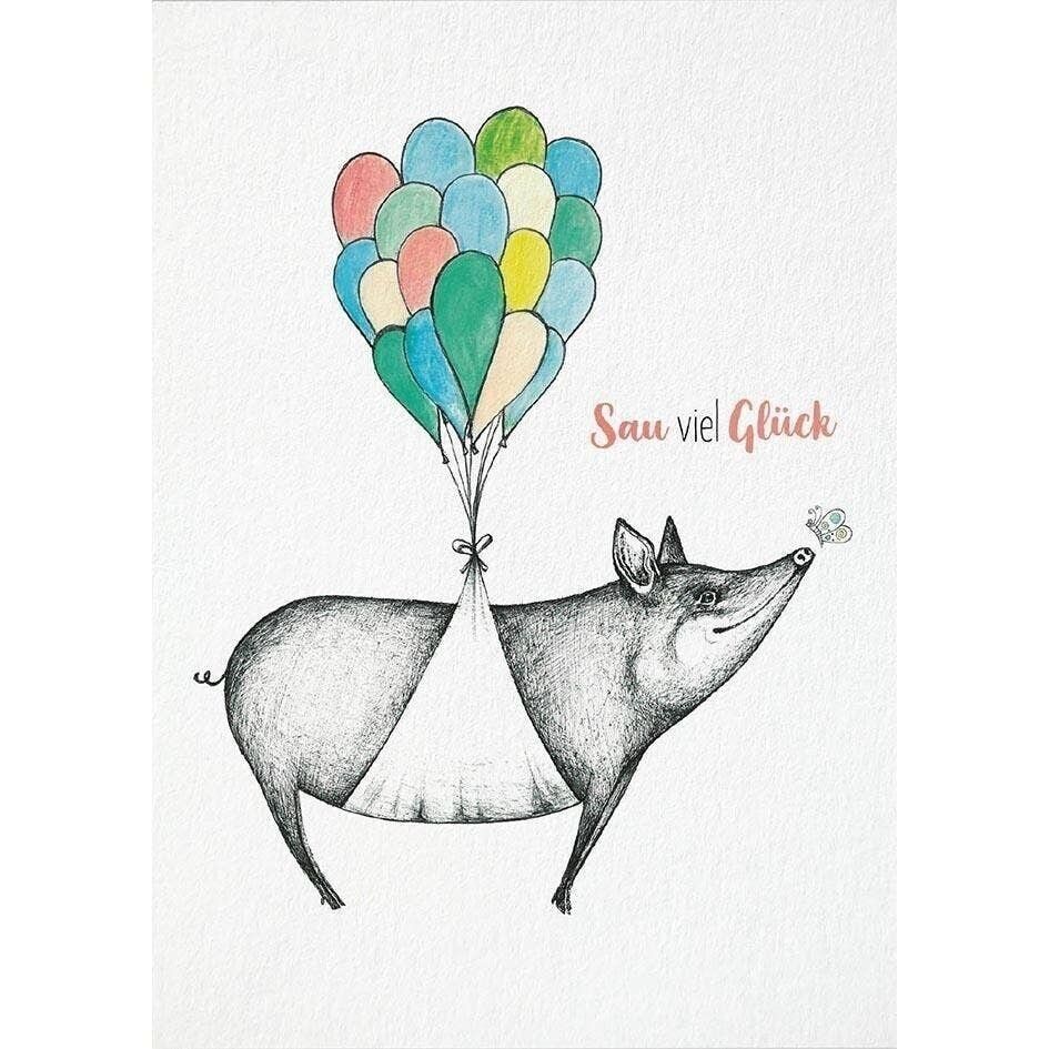 Cartolina [carta di bambù] - Buona fortuna scrofa