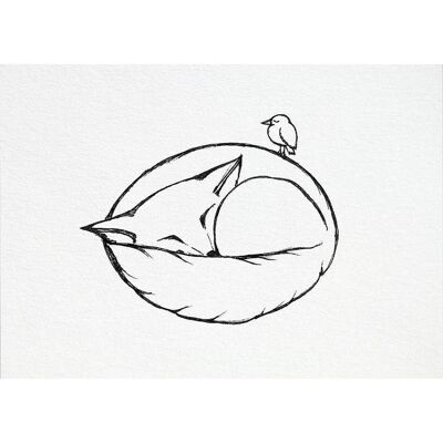 Postcard [bamboo paper] - Sleeping fox