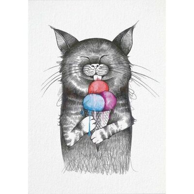 Postcard [bamboo paper] - gourmet cat