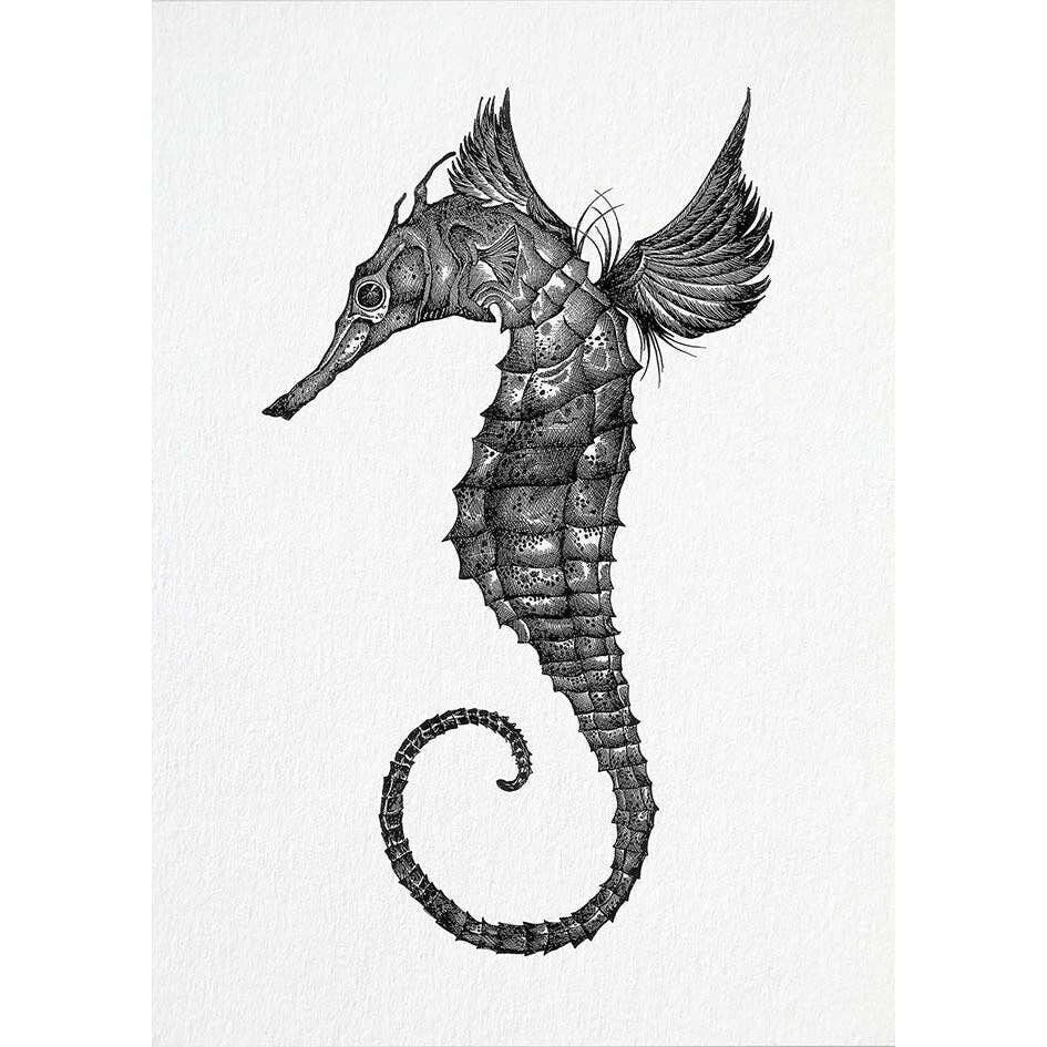 Postkarte [Bambuspapier] - Seepferdchen