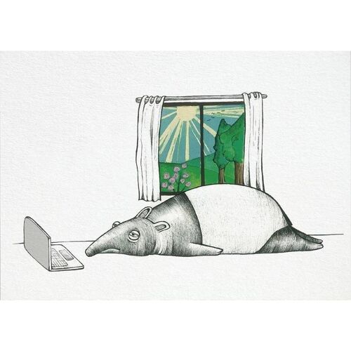 Postkarte [Bambuspapier] - Tapir blues