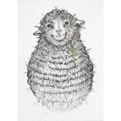Postcard [bamboo paper] - Wollfried (sheep)