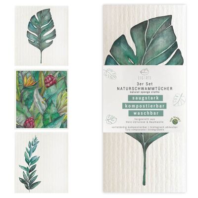 Sponge cloth set of 3 - botany