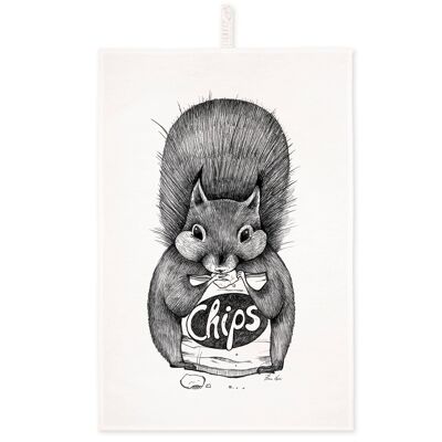 Tea Towel [Half Linen] Chip Squirrel | kitchen towels