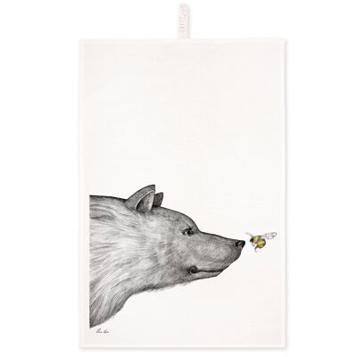 Tea Towel [Half Linen] The Encounter (Bear and Bumblebee) | kitchen towels