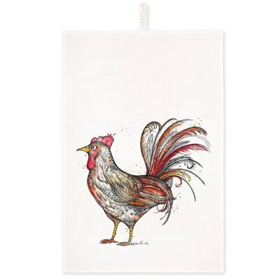 Tea towel [half linen] Hähnry | Rooster | kitchen towels