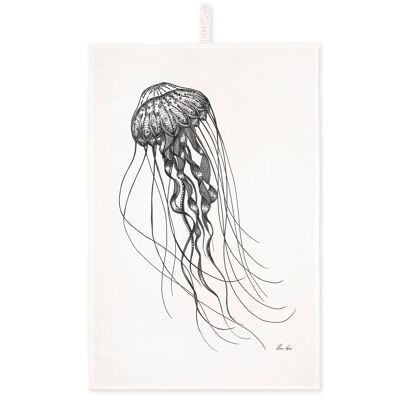 Strofinaccio [mezzo lino] meduse d'altura | asciugamani da cucina