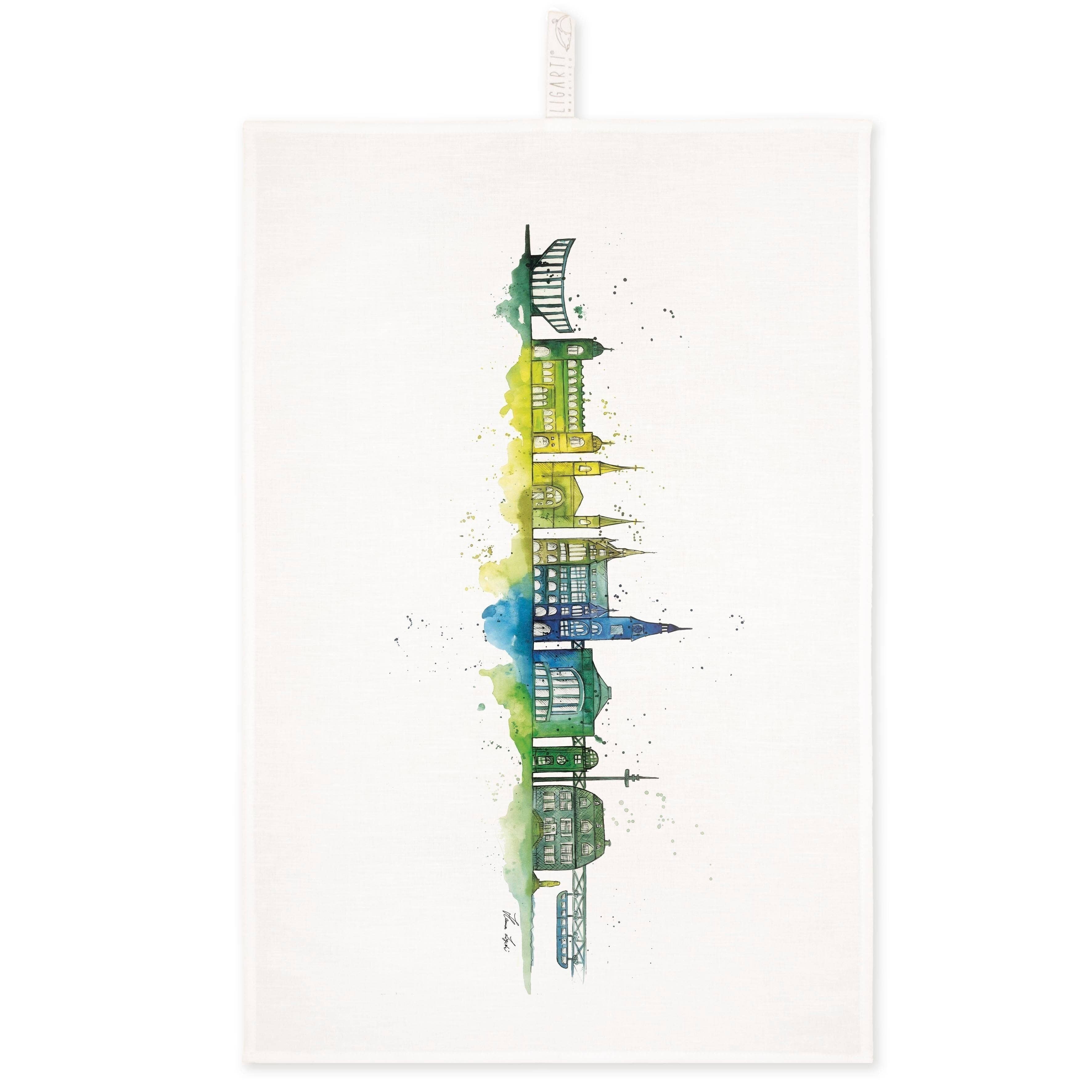 Strofinaccio [mezzo lino] Wuppertal City | asciugamani da cucina