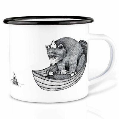 Enamel mug - bear birthday - 500ml