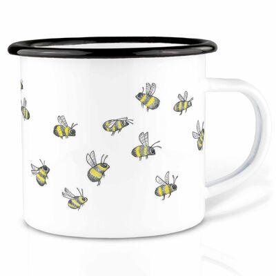 Enamel cup - swarm of bees - 300ml