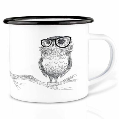 Enamel mug - spectacled owl - 300ml