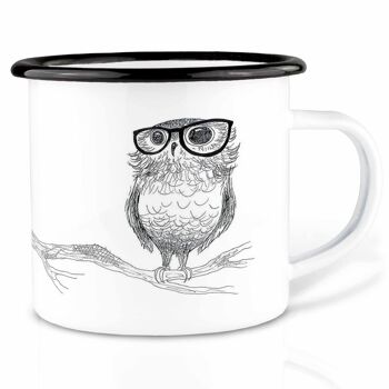 Mug émaillé - chouette à lunettes - 300ml 1