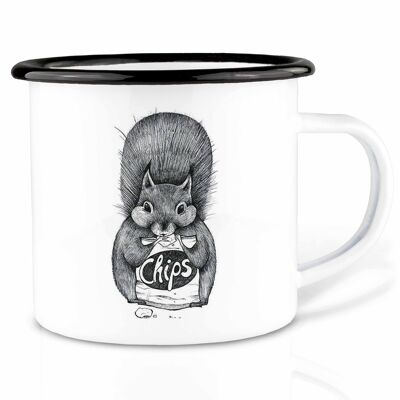 Enamel mug - chip squirrel - 300ml