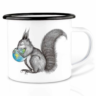 Emailletasse - Eichhörnchen Welt - 300ml