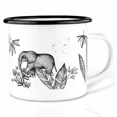 Enamel mug - elephants - 300ml