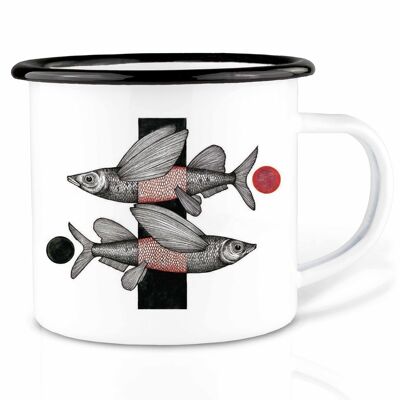 Enamel mug - flying fish - 300ml