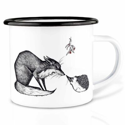 Taza esmaltada - zorro y erizo - 300ml