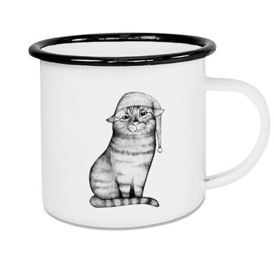 Emailletasse - Gute Nacht Katze - 500ml