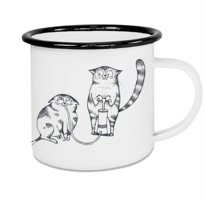 Tazza smaltata - pompa gatto elio - 300 ml