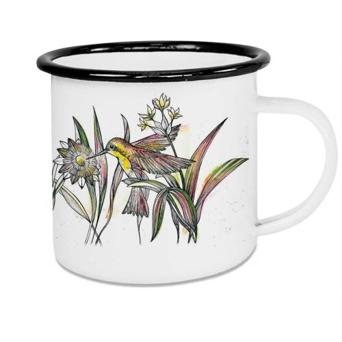 Emailletasse - Kolibris - 500ml