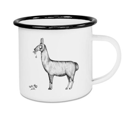 Enamel mug - llama - 300ml