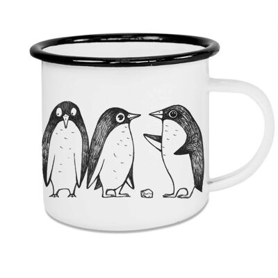 Taza esmaltada - historia de amor de pingüinos - 300ml