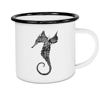 Enamel mug - seahorse - 300ml