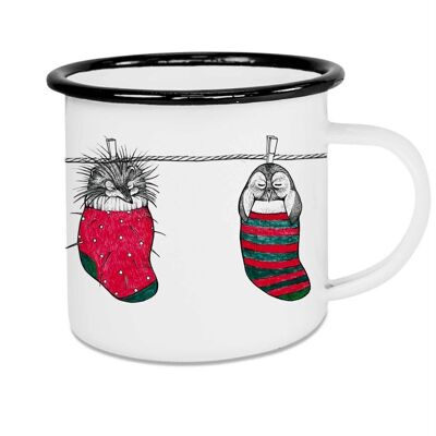 Enamel mug - sock animals - 300ml